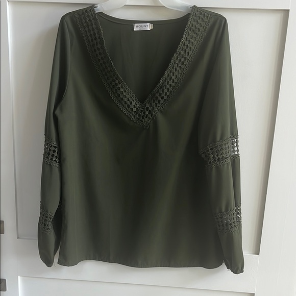 hount Tops - Women's Green Lace Trim Top